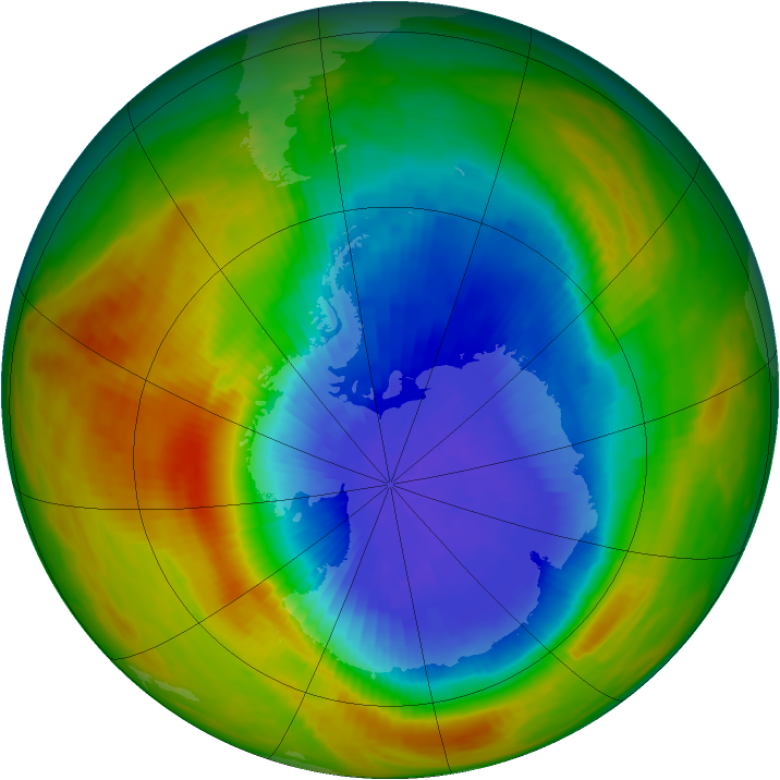 Antarctic ozone map for 09 October 1986